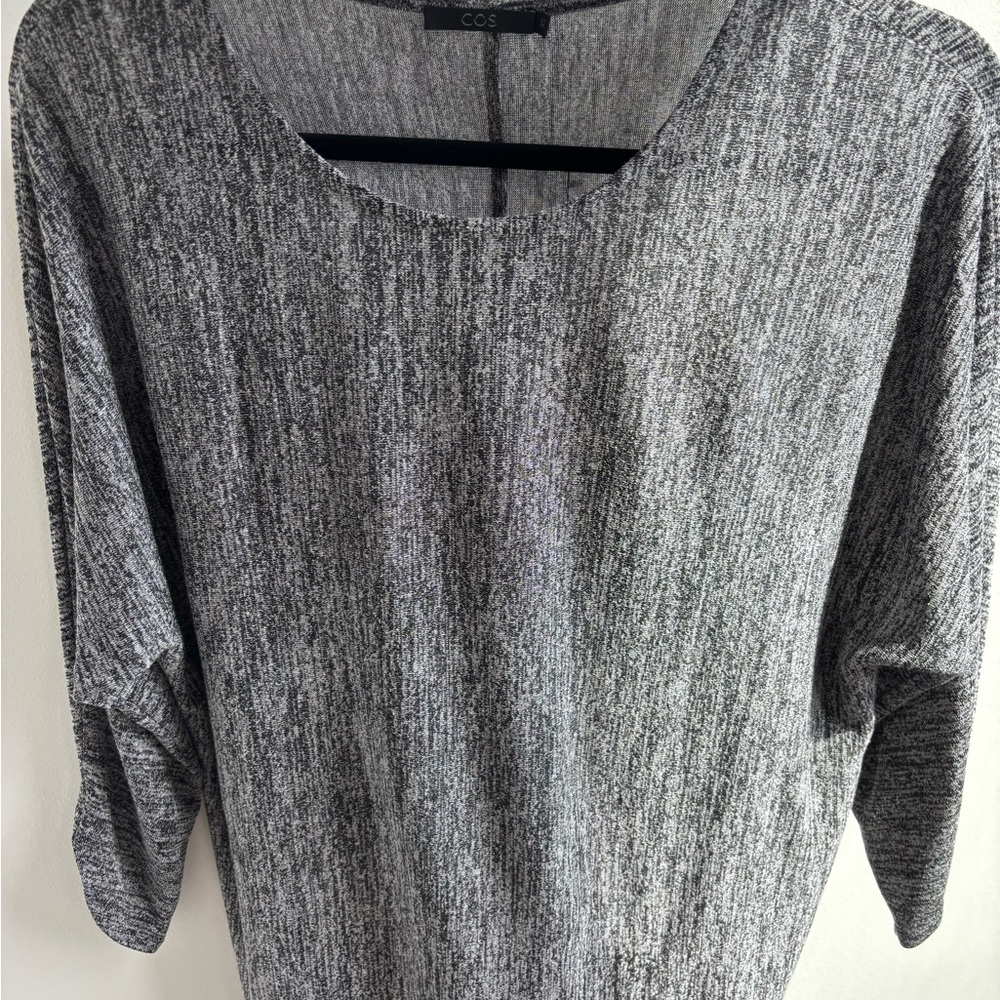 COS Gray Elbow Length Shirt with Relaxed Fit